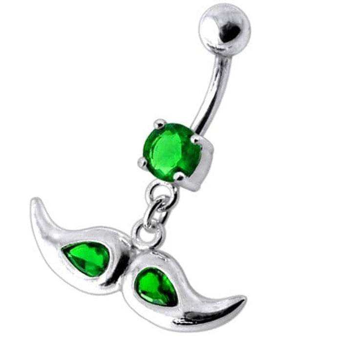 Jeweled mustache Dangling Belly Ring