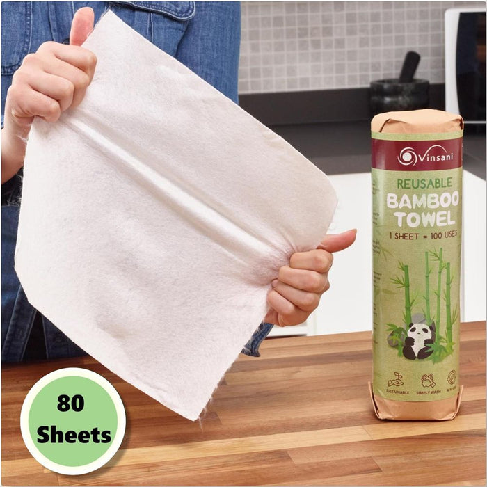 Vinsani? Reusable Bamboo Towels - Super Strong, Ultra Absorbent & Eco-Friendly - 20 Sheets