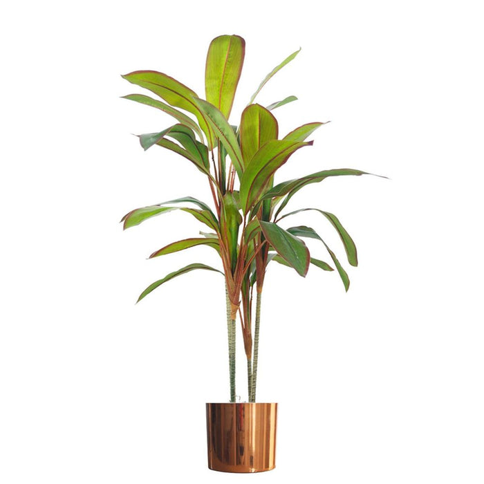 Premium 100cm Artificial Dracaena Tropical Plant with Copper Metal Planter