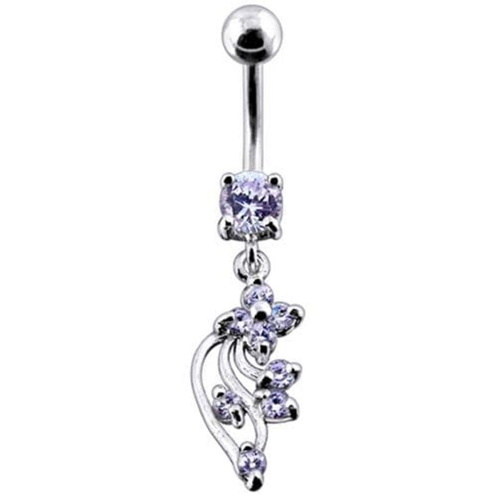 Silver Jeweled Fancy Dangling Belly Ring