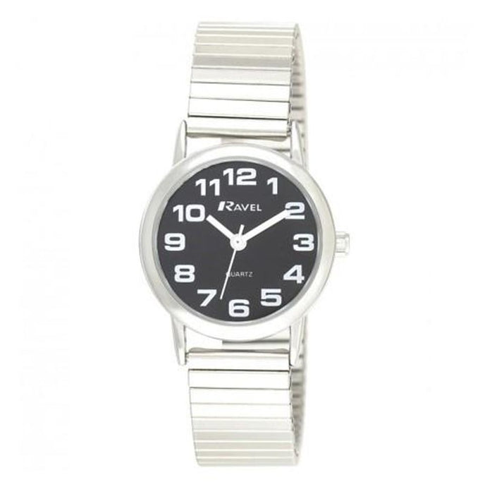 Stylish Ravel Ladies Chrome Black Dial Watch - Premium Quality