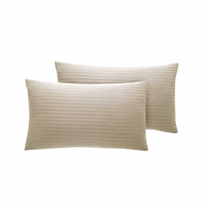 300 TC - 100% Cotton Sateen Stripe Pillowcase Pair Humus