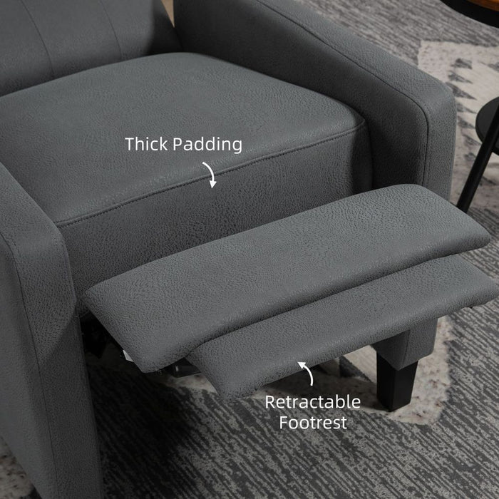 Premium Grey Recliner Armchair - HOMCOM, Button Tufted, Microfibre Cloth