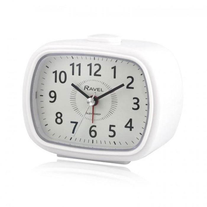 High-Quality White Quartz Alarm Clock - Ravel RC042.4"
Description: "Upgrade your bedside with Ravel's contemporary styled white quartz alarm clock. Clear dial, bold numbers, beep alarm, snooze function. Perfect for any room!