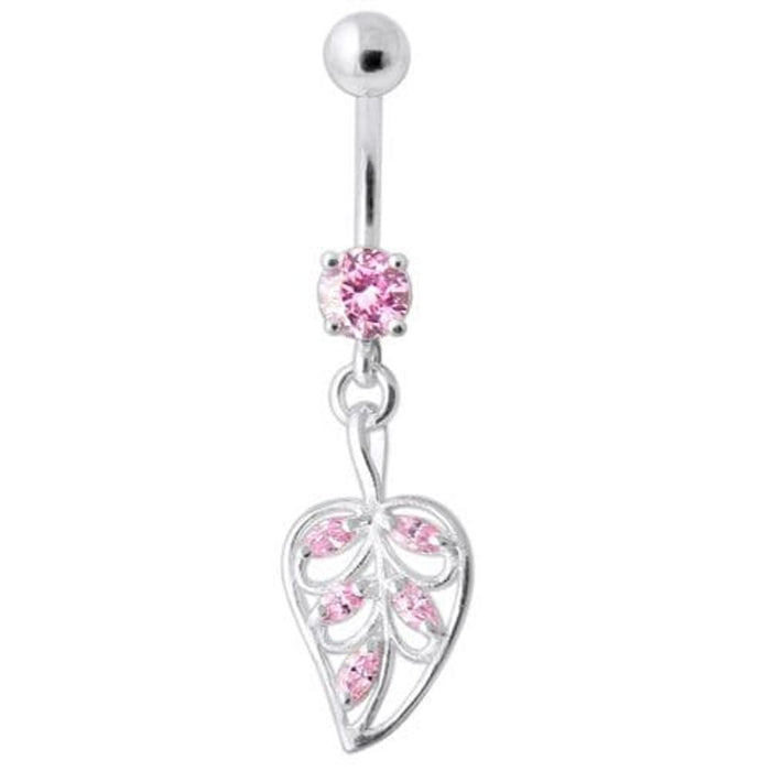 Jeweled Leaf Navel Belly Ring