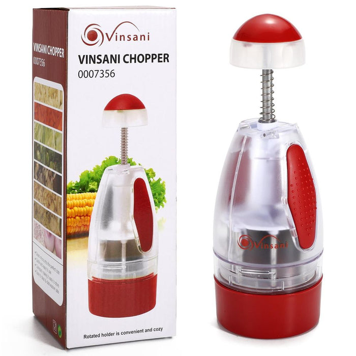 VINSANI Red/White Onion Chopper 7356 - Quick, Easy, Mess-Free - High-Quality Stainless Steel Blades