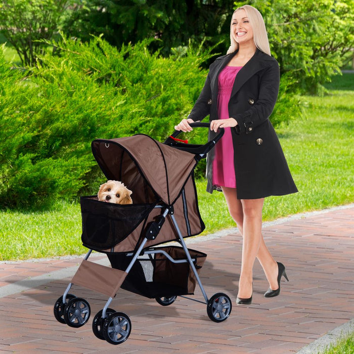 Deluxe Foldable Pet Stroller - Travel in Style with 4 Wheels - High Quality and Practical