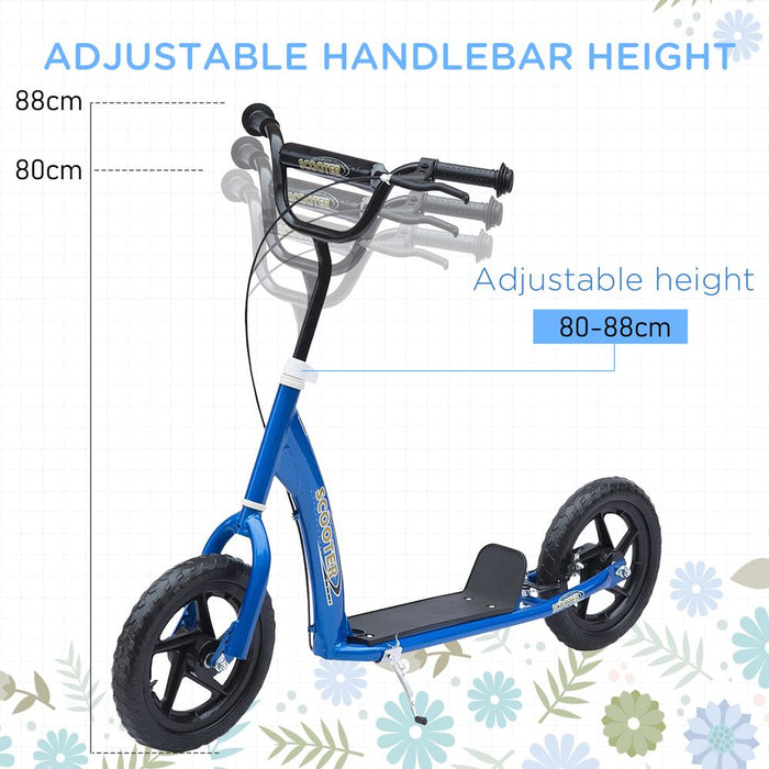 HOMCOM Teen Push Scooter Kids Children Stunt Scooter Bike Bicycle Ride On 12" EVA Tyres (Blue)