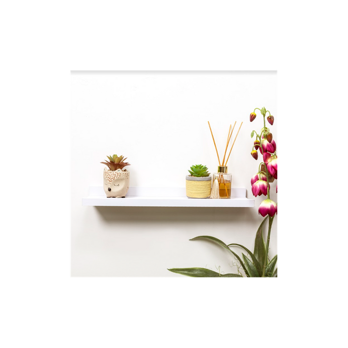 Premium Single Photo Floating Shelf Set - High-Quality White Wall Décor - 48cm - CHELF