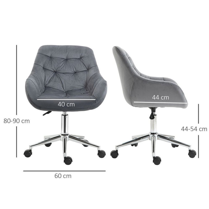 Premium Velvet Home Office Chair: Comfy Dark Grey Desk Chair with Adjustable Height Armrest - Best Quality