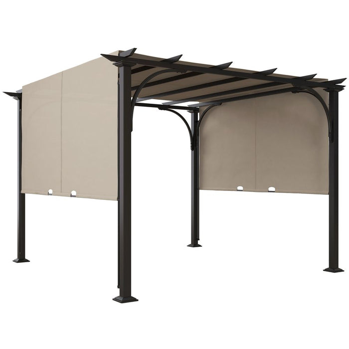 Outsunny Retractable Pergola Sun Shade Canopy - Reliable, Sturdy, and Stylish Outdoor Shelter