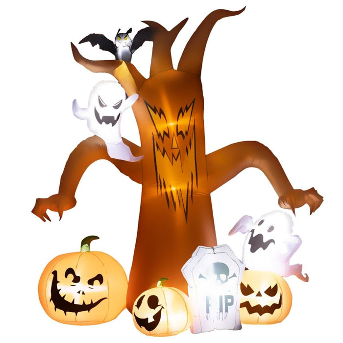 Halloween Decoration Inflatable Ghost Tree with Bat, Tombstone, Ghosts and Pumpkins