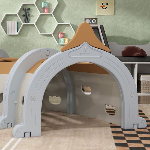 AIYAPLAY Kids Play Tunnel for Crawl and Climb, Monkey Design, Brown