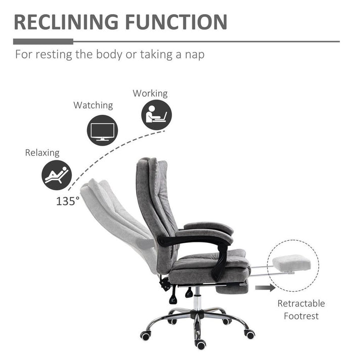 High-Back Executive Office Chair with Armrest and Footrest - Grey