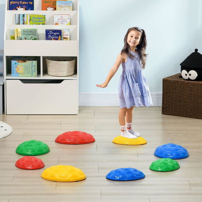 ZONEKIZ 8PCs Balance River Stones w/ Non-Slip Mats for Ages 3-8 Years