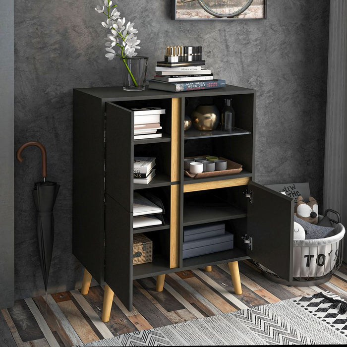 HOMCOM Storage Cabinet Sideboard - Tempered Glass Shelves - High Quality