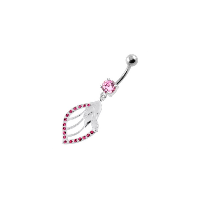 Jeweled Floral Shell 925 Sterling Silver Navel Bar