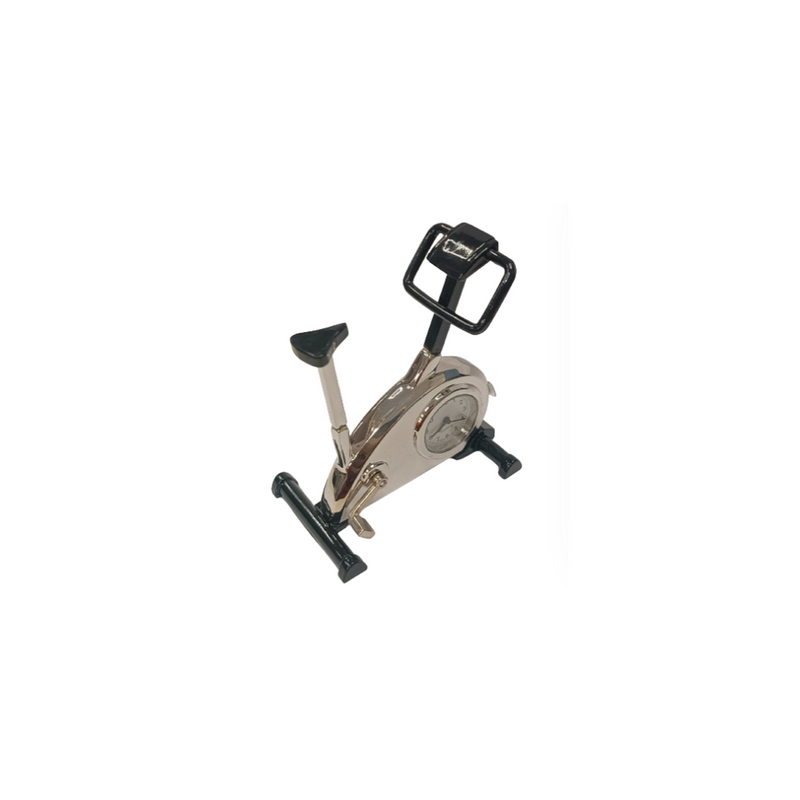Miniature Clock Silver Plated Metal Gym Exercize Bike Equipment Solid Brass IMP1093 - CLEARANCE NEEDS RE-BATTERY