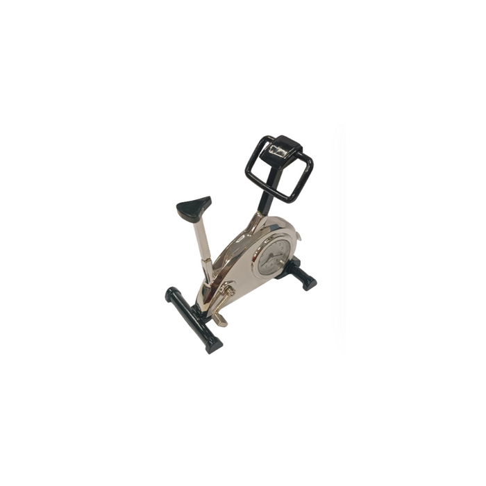 Miniature Clock Silver Plated Metal Gym Exercize Bike Equipment Solid Brass IMP1093 - CLEARANCE NEEDS RE-BATTERY