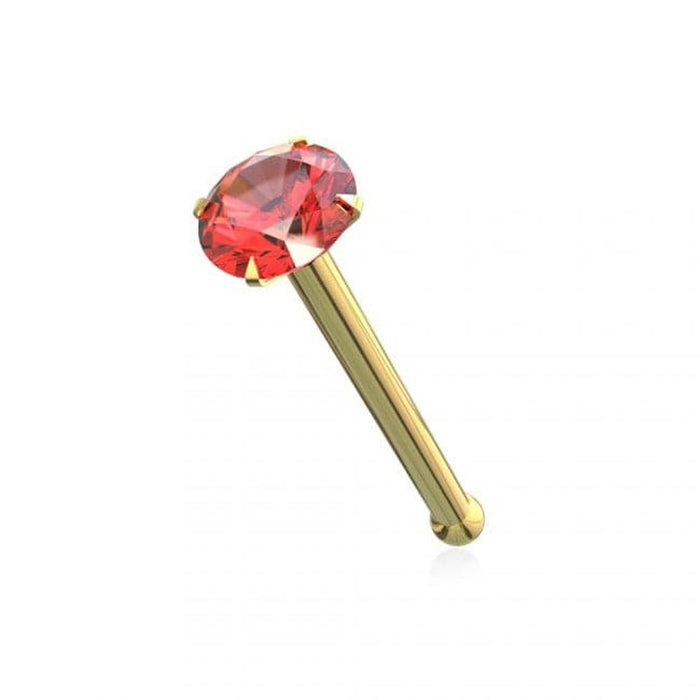 14ct Solid Gold Colourful Crystal Jewelled Ball End Nose Pin