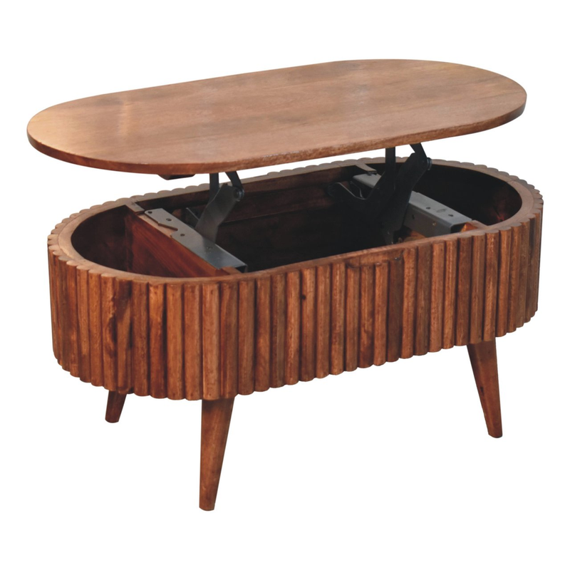 Artisan Furniture Solid Wood Honey Caramel Mokka Coffee Table, Storage Box, Brown