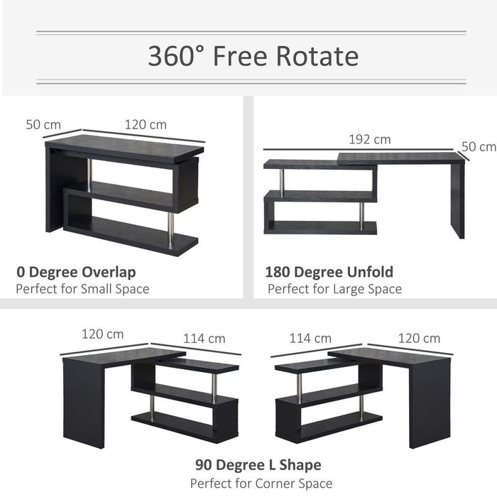 Efficient Corner Rotating L-Shaped Office Table Computer Desk with Storage Shelf - Quality and Versatile