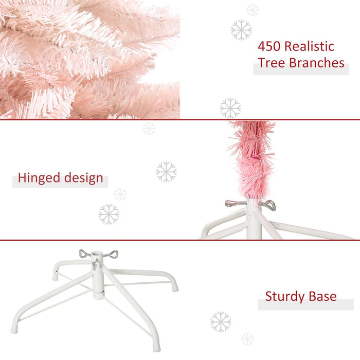 5FT Pink Artificial Christmas Tree Metal Stand Fully Pretty Home Office Joy