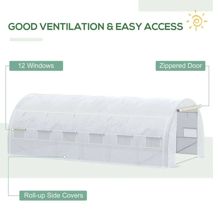 Premium 6x3x2m Poly Greenhouse Tent - Steel Frame - White