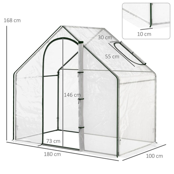 Mini Walk-in Greenhouse | UV-resistant PE plastic cover | Transparent 180L x 100W x 168H cm