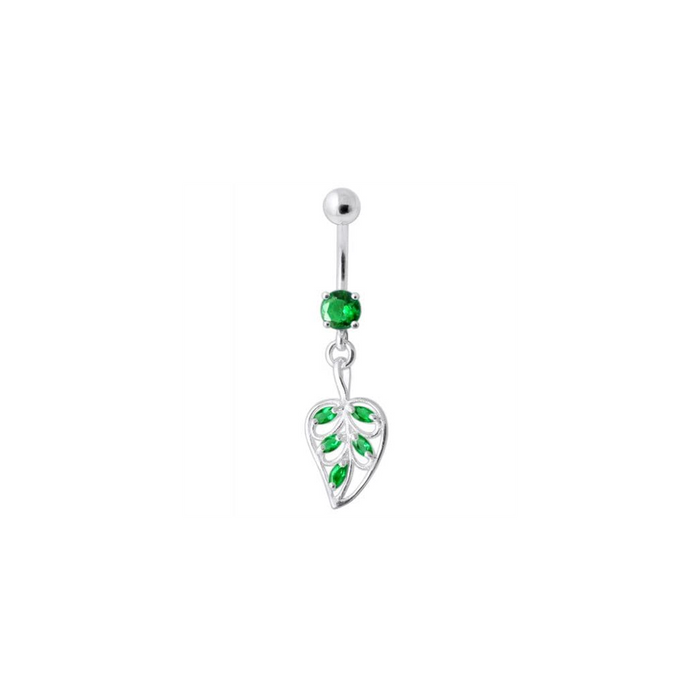 Jeweled Leaf Navel Belly Ring