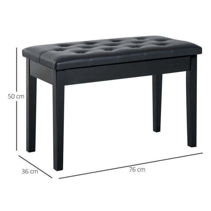 Classic Digital Keyboard Piano Bench - Makeup Seat Stool - Wood - Black