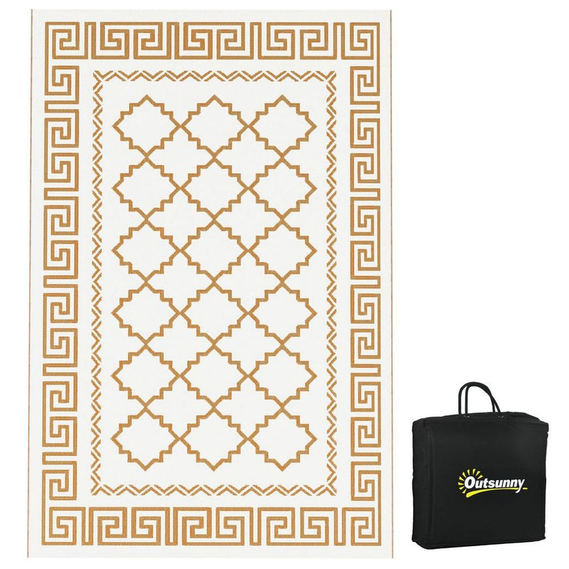 Outsunny Waterproof Outdoor Rug w/ Carry Bag: 182 x 274cm, Brown - Tear-resistant, Reversible