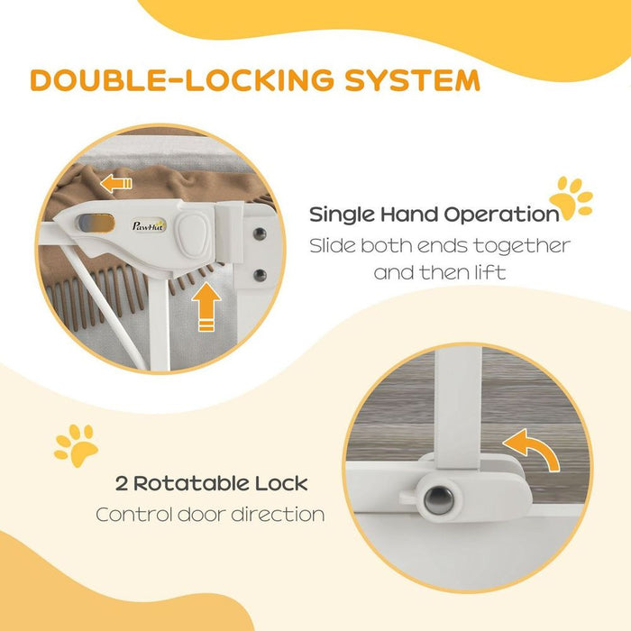 PawHut Pressure Fit Safety Gate - Auto Closing Door, Double Locking - 74-100cm Openings