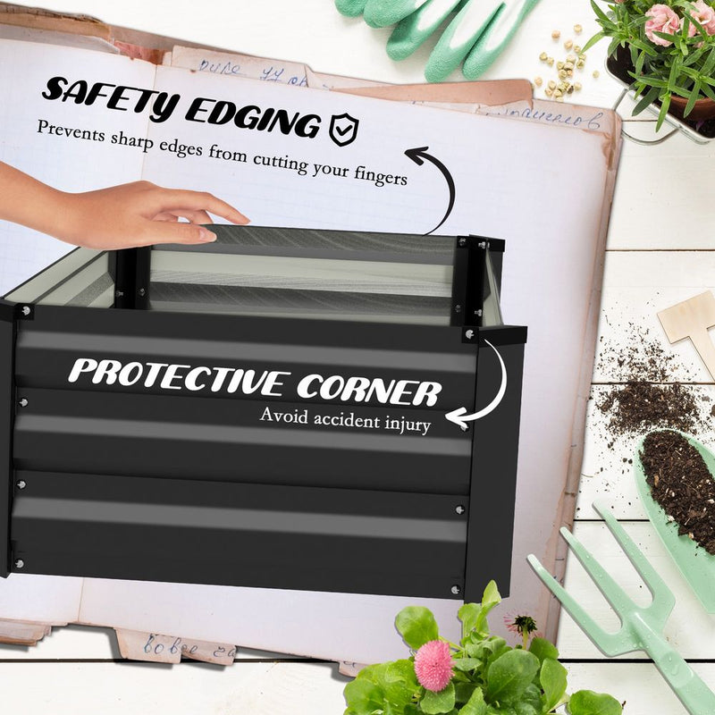 Outsunny Set of 2 Galvanized Raised Garden Beds - Perfect for Flowers, Herbs, and Veggies