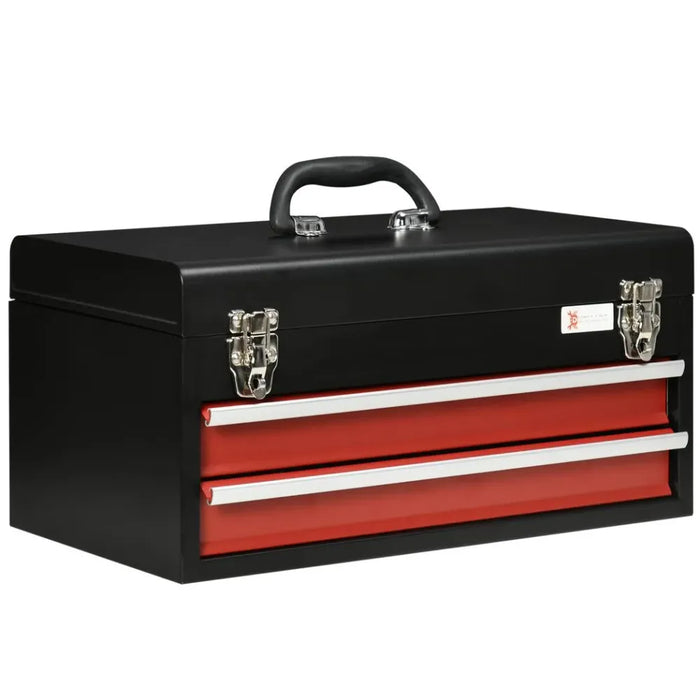 2 Drawer Tool Chest Lockable Tool Box w/ Ball Bearing Runners 46cmx24cmx22cm