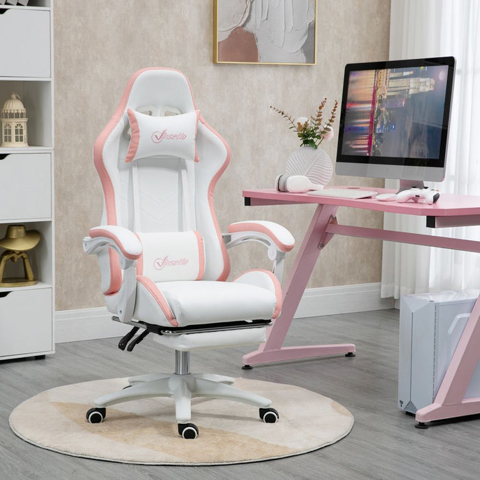 Premium Vinsetto Racing Style Gaming Chair with Reclining Function & Footrest - Pink