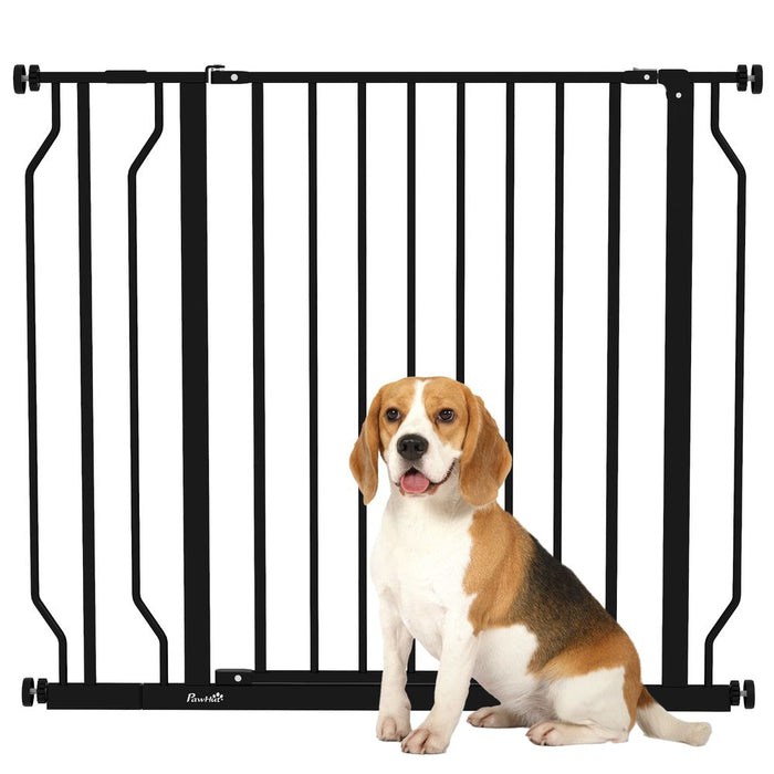 Premium PawHut Dog Gate: 75-95cm Width, Pressure Fit, Durable Steel, Black