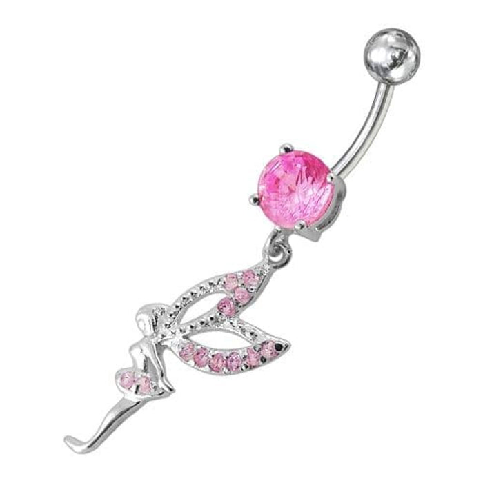 Fancy Angel shaped Dangling jeweled Belly Ring