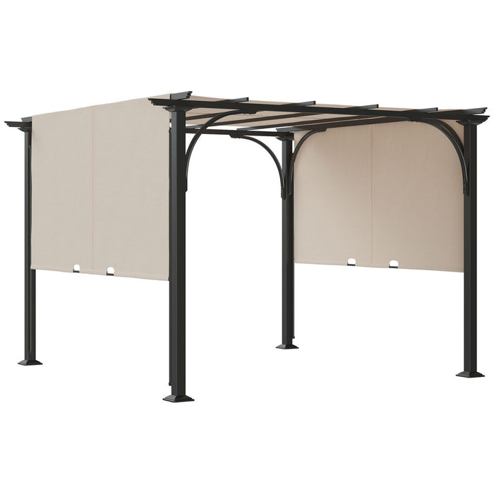 Outsunny Retractable Pergola Sun Shade Canopy - Reliable, Sturdy, and Stylish Outdoor Shelter