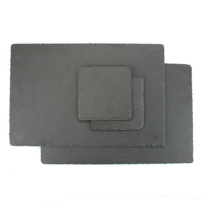 Contemporary Slate Placemats & Coasters - Set of 16 | High Quality & Stylish - Maison & White