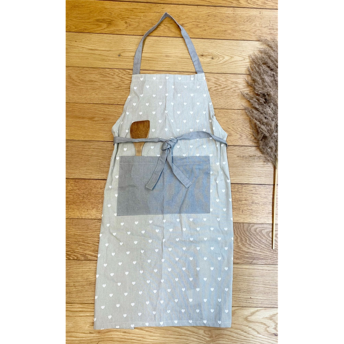 Premium Cotton Grey Heart Print Kitchen Apron