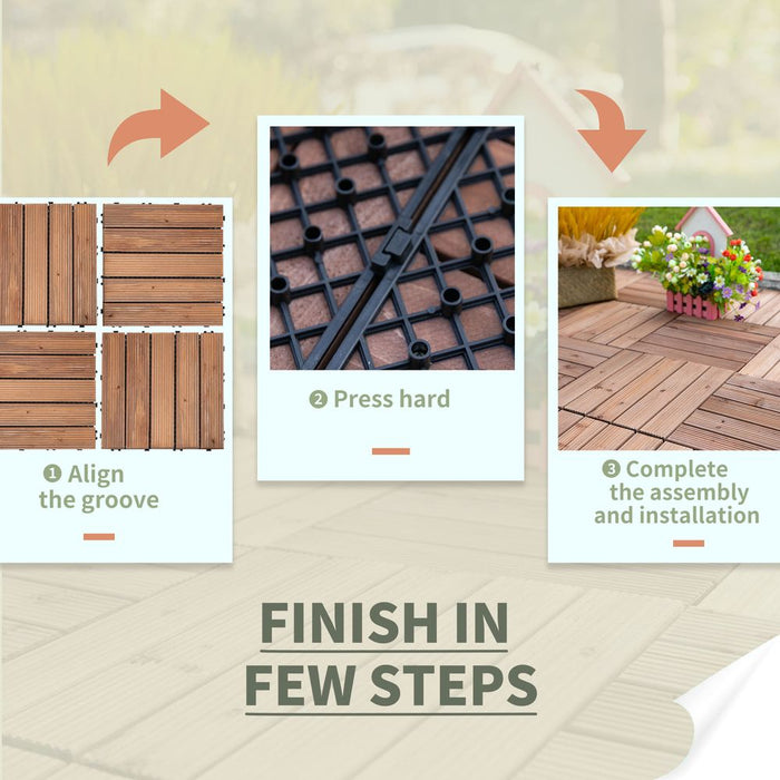 High-Quality 27 Pc Interlocking Wood Deck Tiles - DIY Flooring for Outdoor & Indoor Spaces - Anti-Slip & Water Drainage