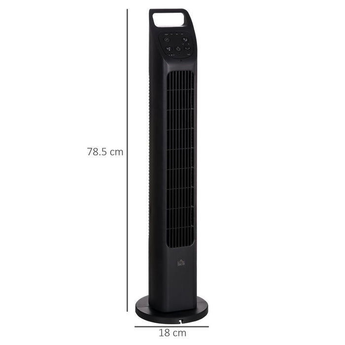 Powerful Oscillating Tower Fan, Remote Control, 4H Timer - Home/Office Cooling