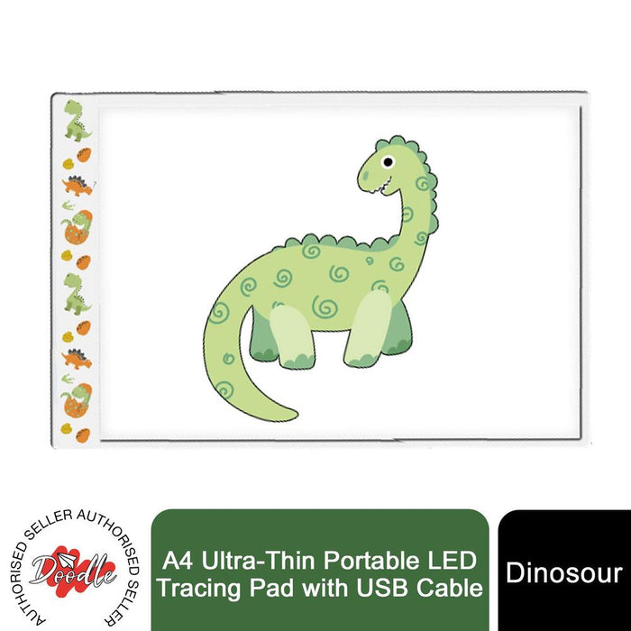 Doodle A4 Tracing Pad w/ USB Cable, Dinosaur- 16 Inch Ultra-Thin LED Lightbox for Artists- Portable & Easy to Use