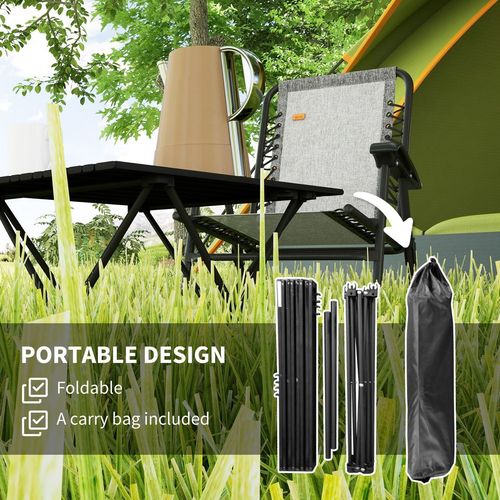 Outsunny Folding Camping Table for Outdoor Camping, Picnic, Hiking, Black
