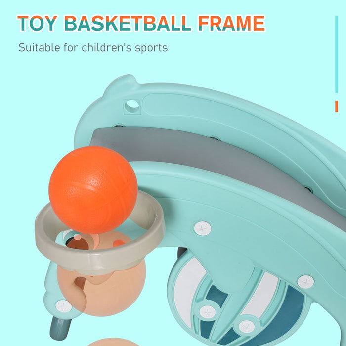 HOMCOM 3-in-1 Baby Rocking Horse Slide Basketball Hoop, Age 3-5. Safe, Reliable, Durable Multifunctional Toy!