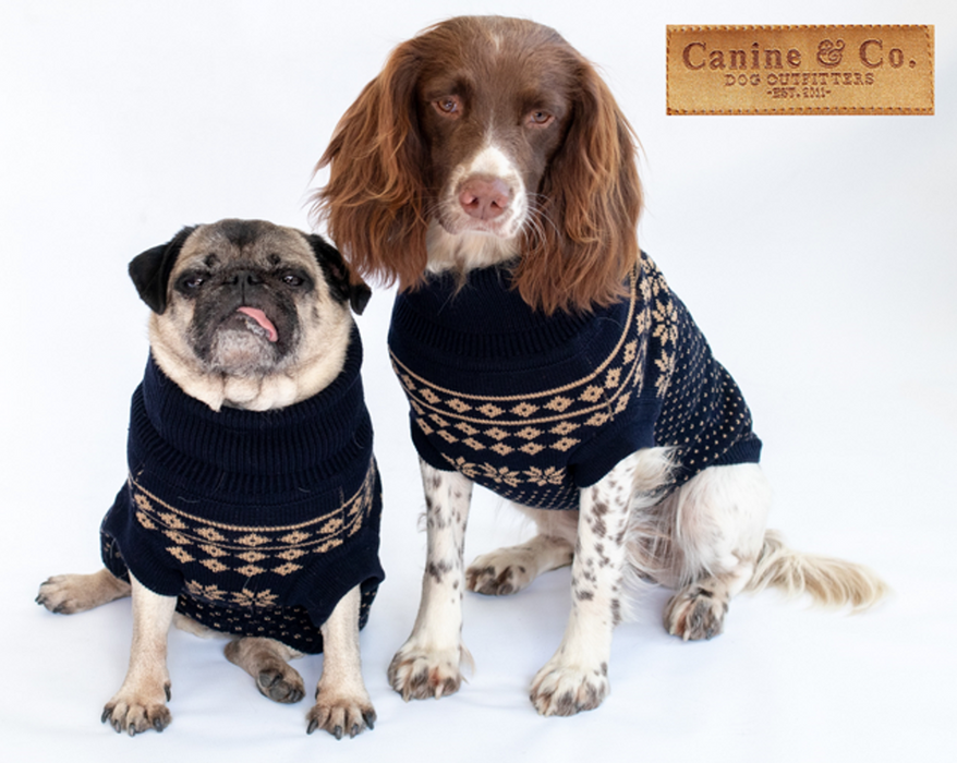 The Bailey Fair Isle - Gold on Blue - High Quality Dog Jumper