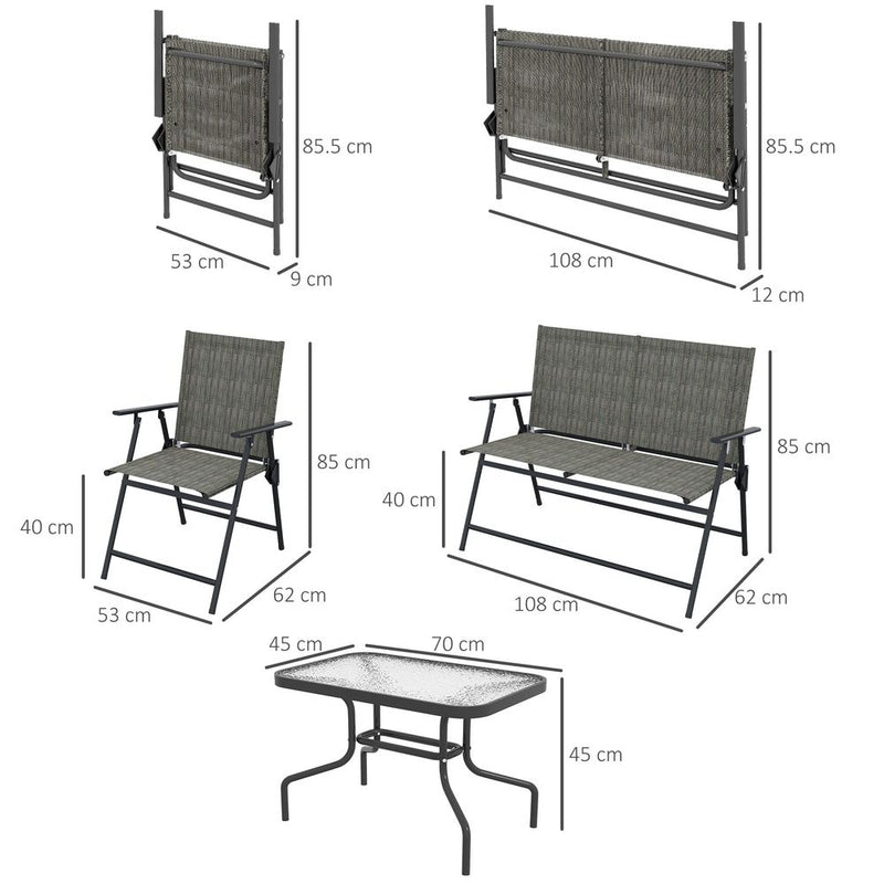 Outsunny Patio Furniture Set: Garden Table, Foldable Chairs, Loveseat - High Quality & Stylish Design