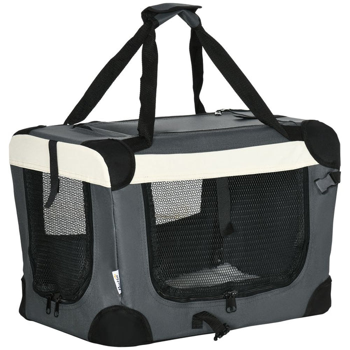 51cm Foldable Pet Carrier w/ Cushion for Mini Dogs and Cats - Grey Pawhut