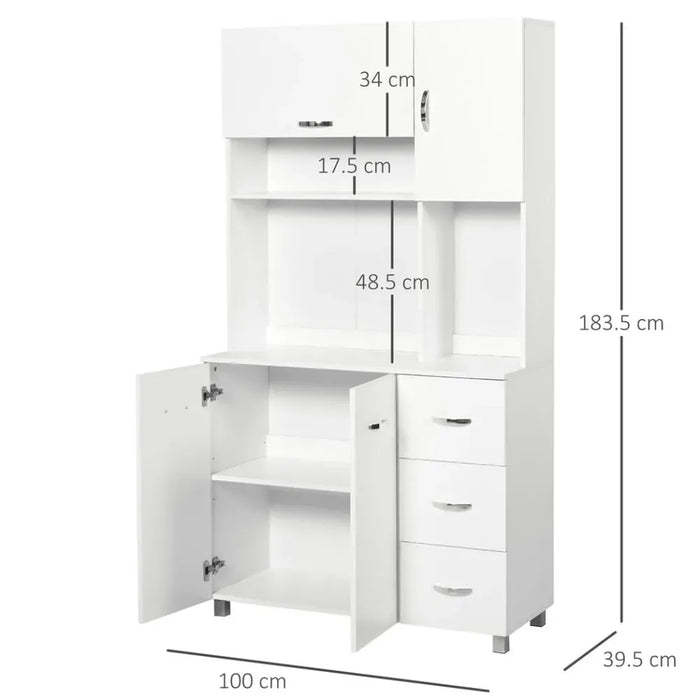 Freestanding Kitchen Storage Cabinet w/ Cupboard Cabinets Drawers Handles Shelf